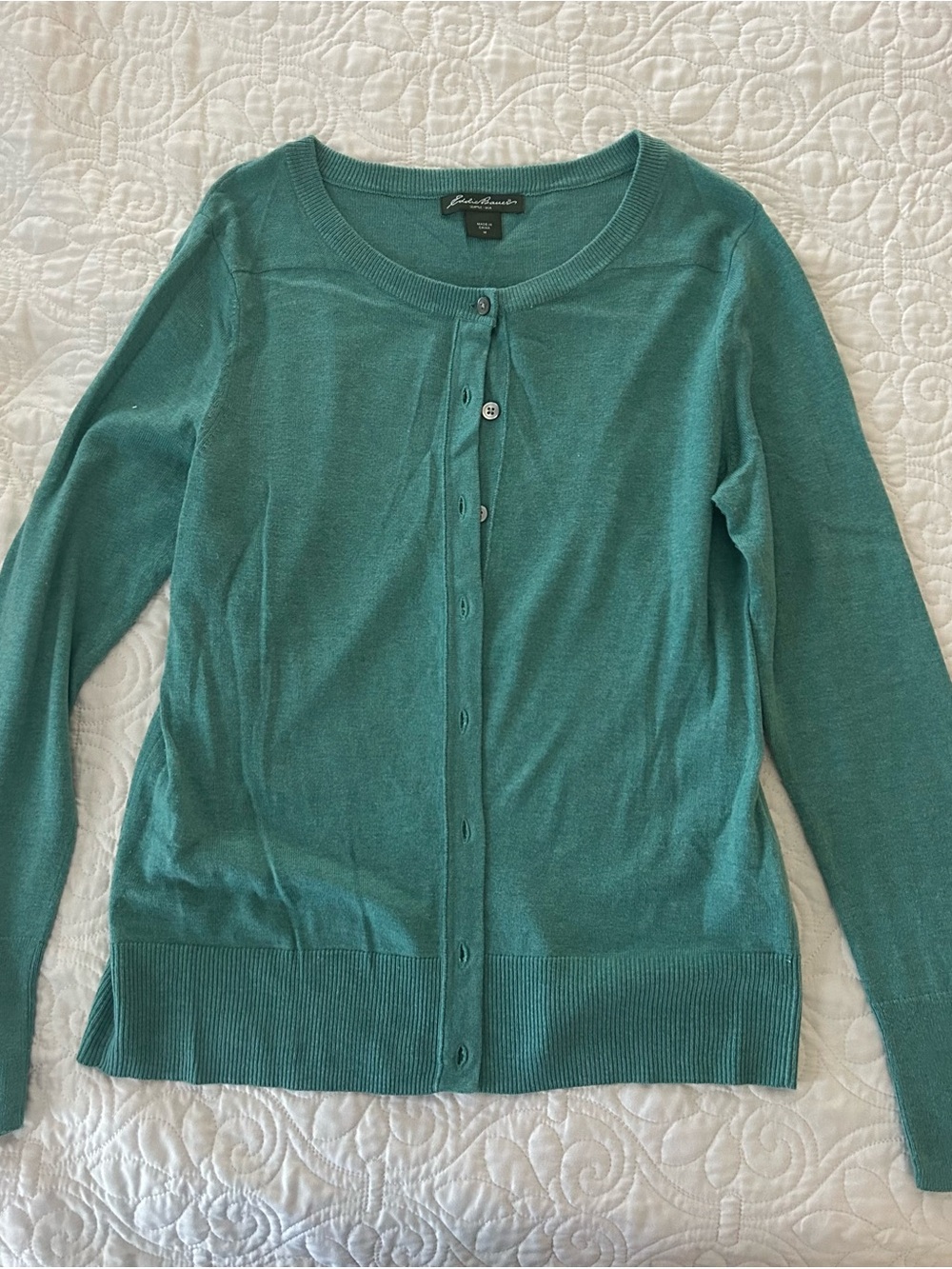 Eddie Bauer Teal Button-Up Women's Cardigan